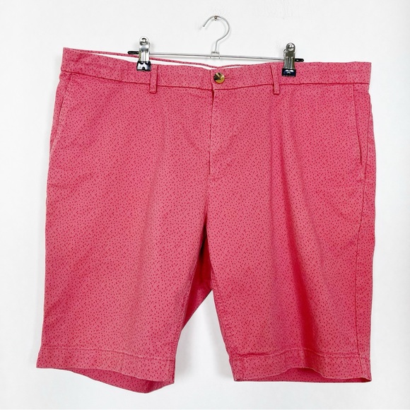 Ben Sherman Men’s Coral Pink Geometric Print Chino Flat Front Shorts‎ Size 38W - Picture 1 of 11